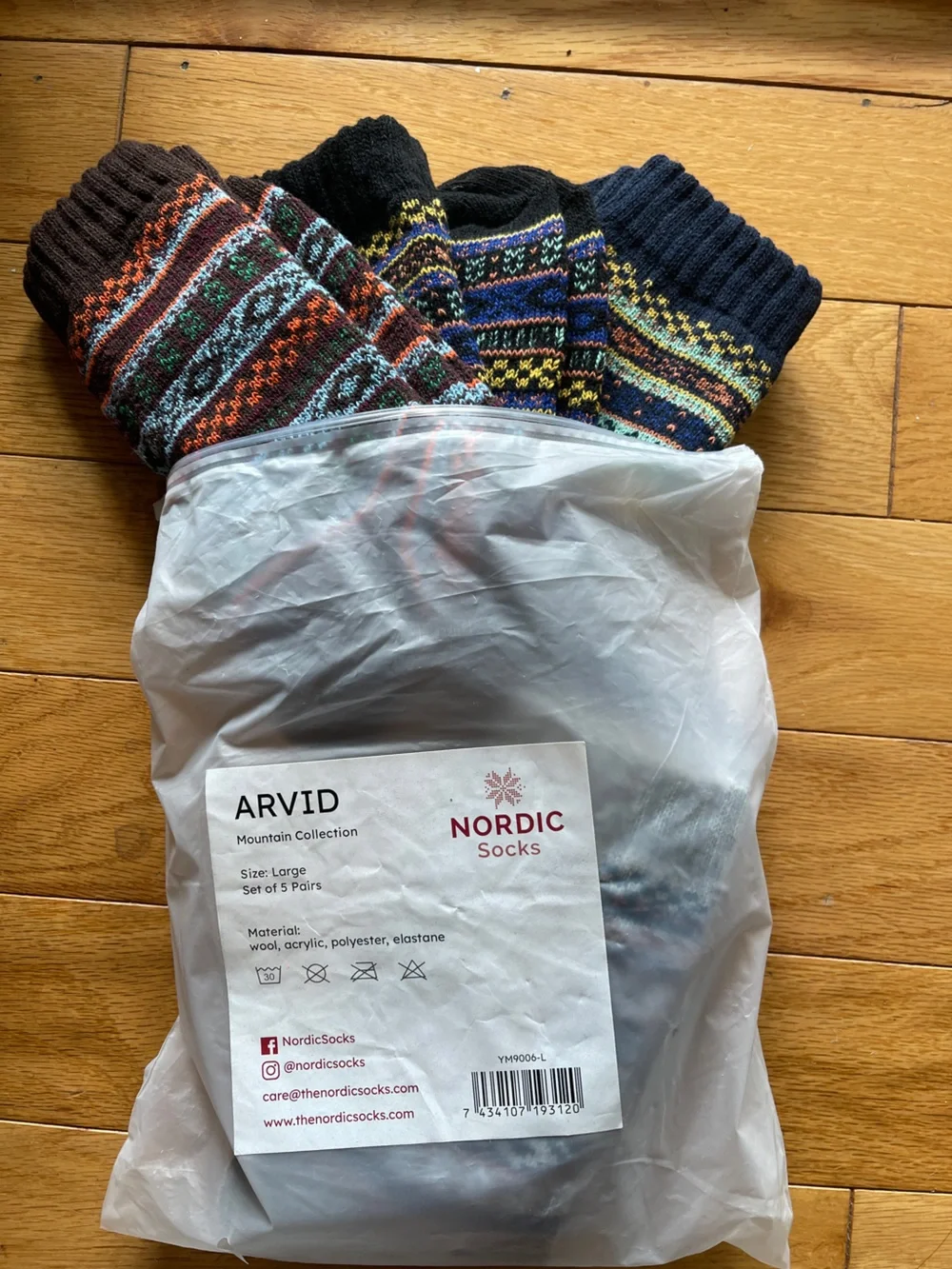 Men's Fair Isle Crew Socks - Navy, Gray, Brown Multi-Color
